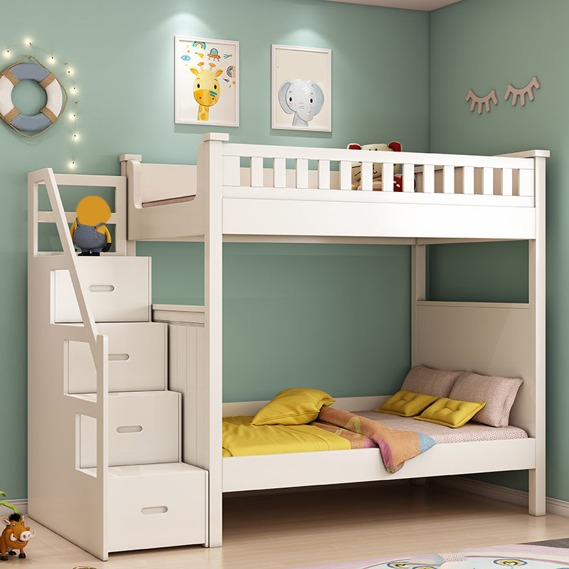 Wood Mattress Included Bunk Bed Solid Color Rectangular Bunk Bed