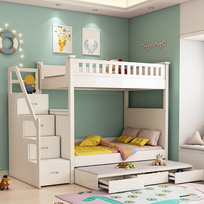 Wood Mattress Included Bunk Bed Solid Color Rectangular Bunk Bed