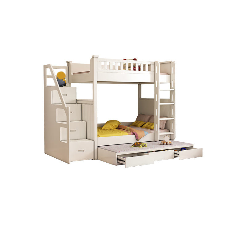 Wood Mattress Included Bunk Bed Solid Color Rectangular Bunk Bed