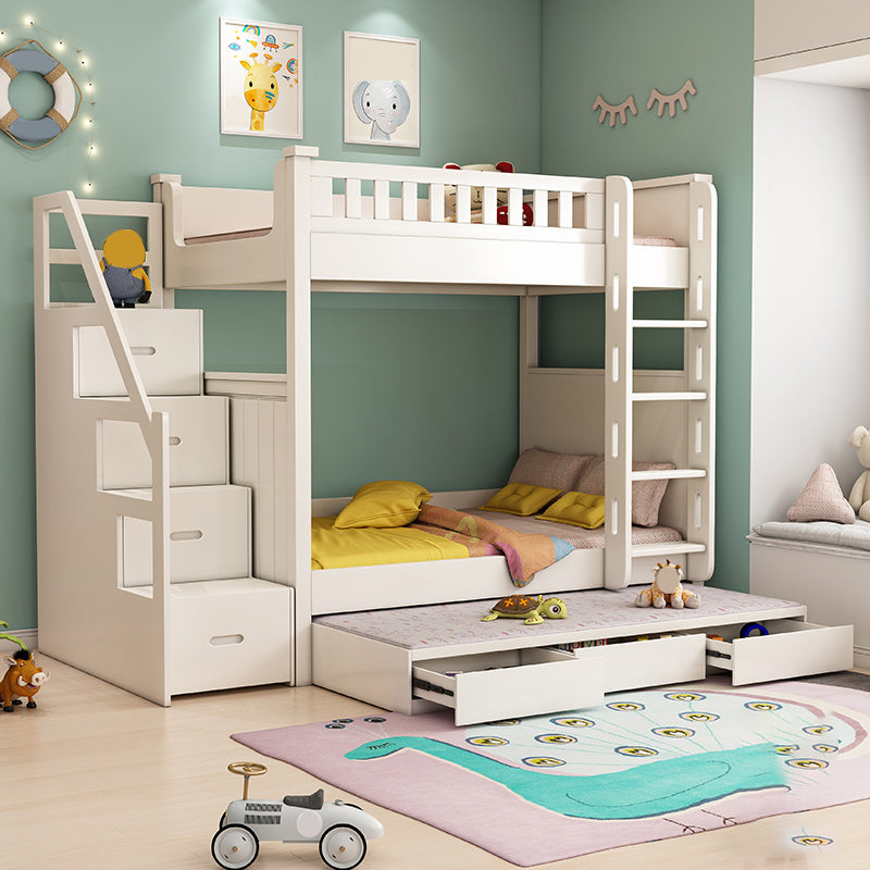 Wood Mattress Included Bunk Bed Solid Color Rectangular Bunk Bed