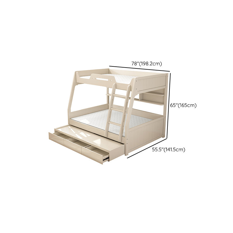 Contemporary Wood White Mattress Included with Drawers Rectangular Bunk Bed