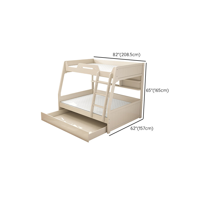 Contemporary Wood White Mattress Included with Drawers Rectangular Bunk Bed