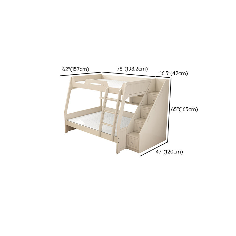 Contemporary Wood White Mattress Included with Drawers Rectangular Bunk Bed