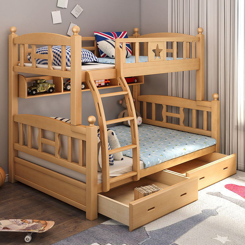 Natural Beech Bunk Bed Modern Bedroom Bunk Bed with Footboard
