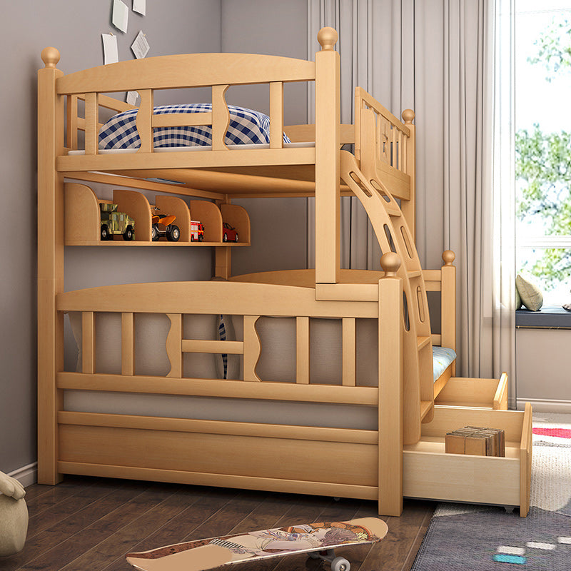 Natural Beech Bunk Bed Modern Bedroom Bunk Bed with Footboard