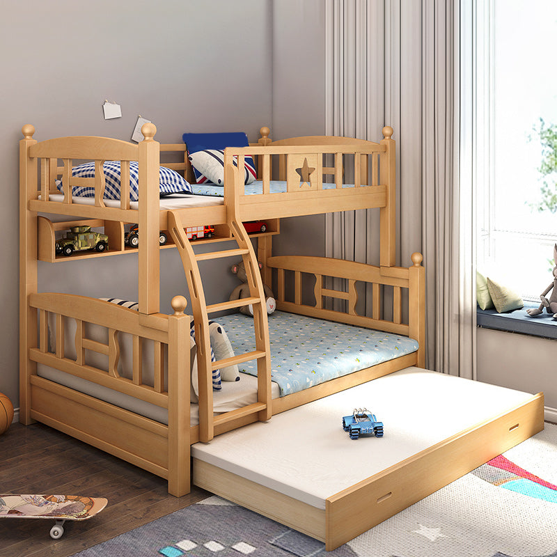 Natural Beech Bunk Bed Modern Bedroom Bunk Bed with Footboard