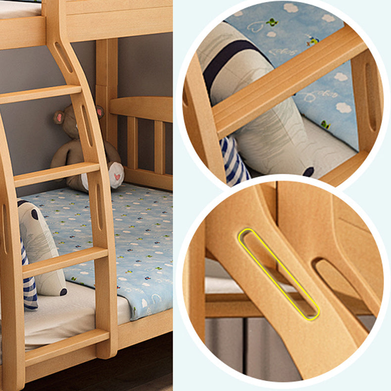 Natural Beech Bunk Bed Modern Bedroom Bunk Bed with Footboard