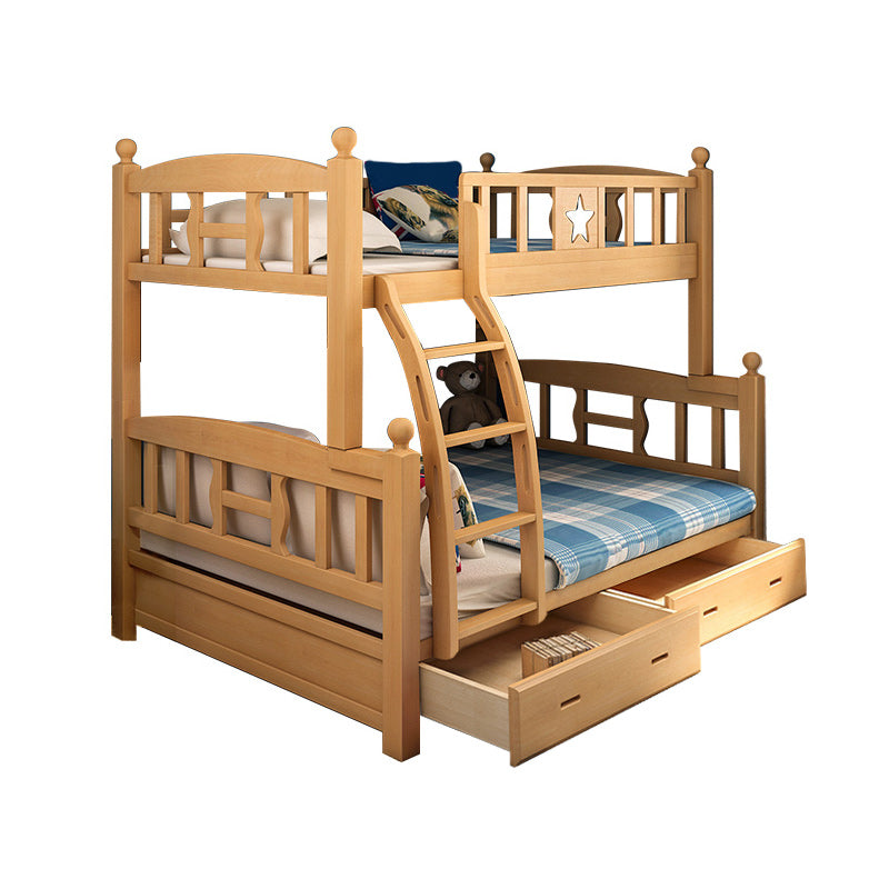 Natural Beech Bunk Bed Modern Bedroom Bunk Bed with Footboard