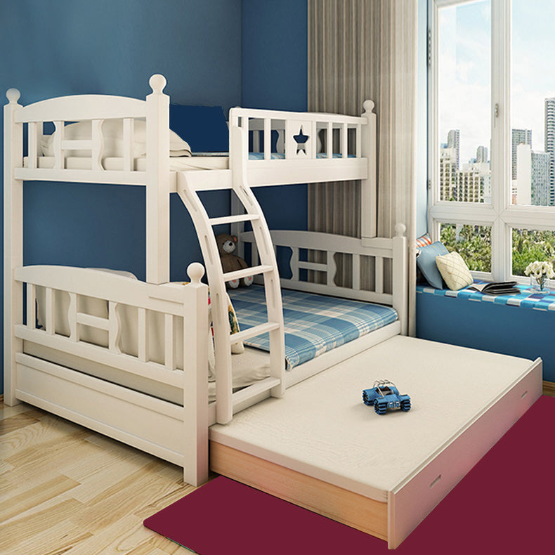 Beech Bunk Bed Modern Style Bunk Bed with Footboard in White