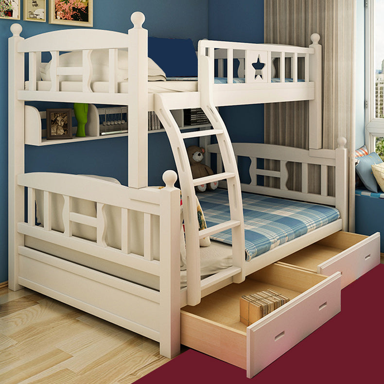Beech Bunk Bed Modern Style Bunk Bed with Footboard in White