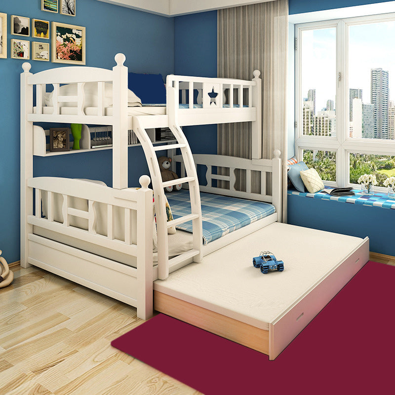 Beech Bunk Bed Modern Style Bunk Bed with Footboard in White