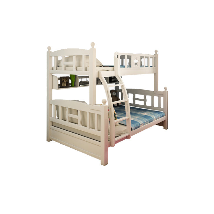Beech Bunk Bed Modern Style Bunk Bed with Footboard in White