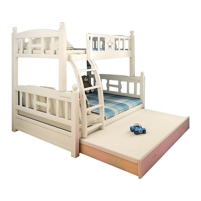 Beech Bunk Bed Modern Style Bunk Bed with Footboard in White
