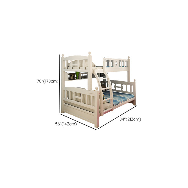 Beech Bunk Bed Modern Style Bunk Bed with Footboard in White