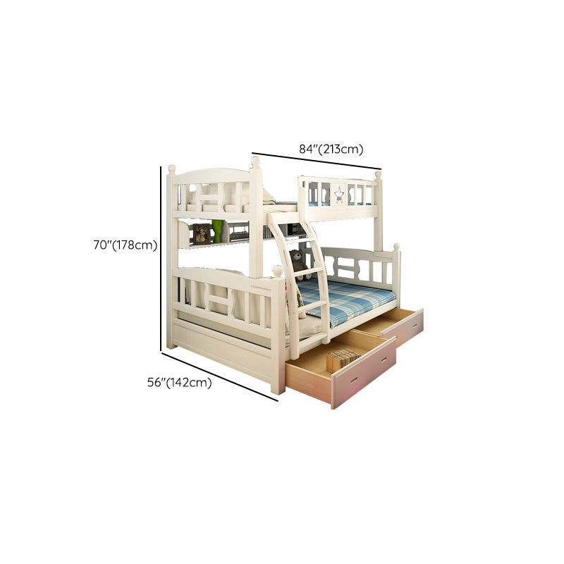 Beech Bunk Bed Modern Style Bunk Bed with Footboard in White