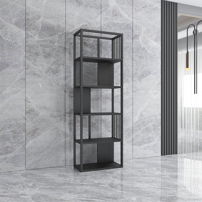 Industrial Metal Bookshelf Standard Black Open Back Bookcase with Shelves