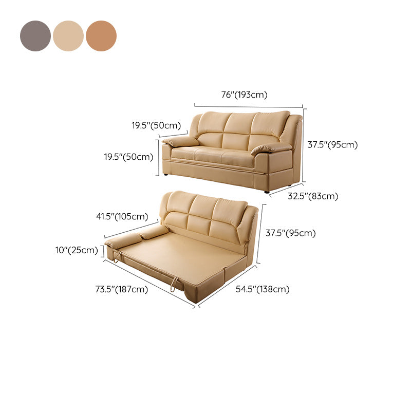 Glam Leather Pillow Top Arms Sleeper Sofa Biscuit Back Upholstered Sofa Bed