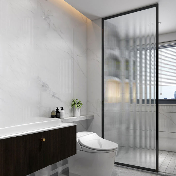 Metal and Glass Shower Door Simple Inline Black Shower Bath Door