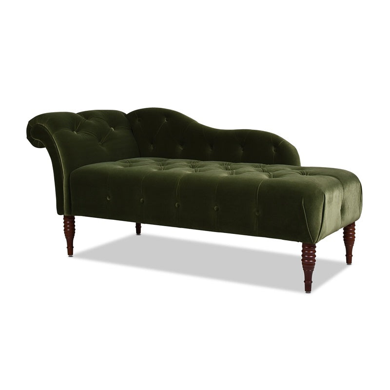 Velvet Rolled Arms Chaise Luxury Solid Wood Chaise for Living Room