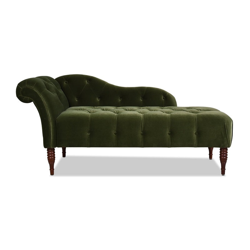 Velvet Rolled Arms Chaise Luxury Solid Wood Chaise for Living Room