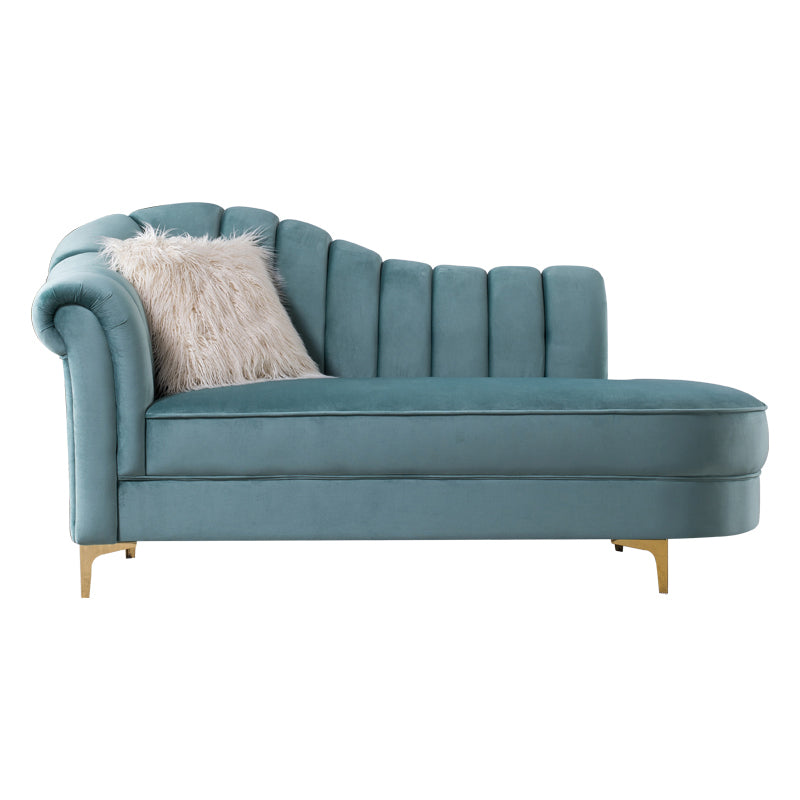 Luxury Style Velvet Chaise Lounge Bedroom Rolled Arms Chaise