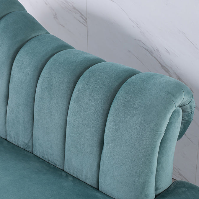 Luxury Style Velvet Chaise Lounge Bedroom Rolled Arms Chaise
