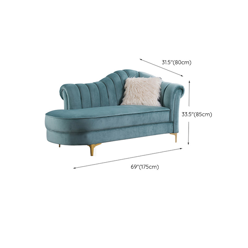 Luxury Style Velvet Chaise Lounge Bedroom Rolled Arms Chaise