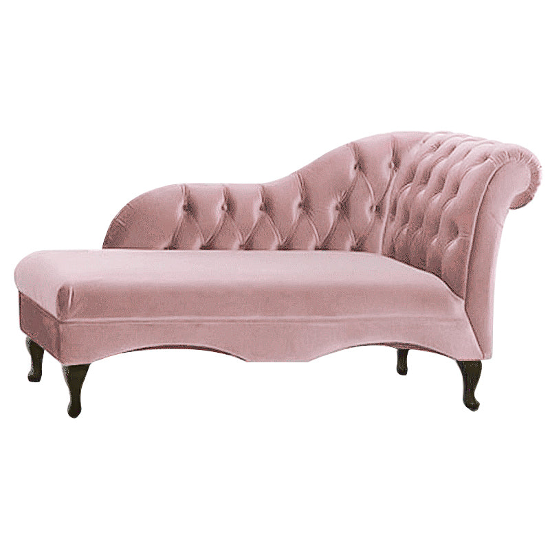 Living Room Rolled Arms Chaise Modern Style Velvet Chaise with Two Arms