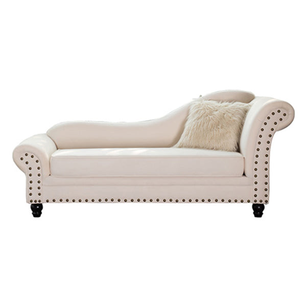 Contemporary Rolled Arms Chaise Living Room Chaise with Upholstered