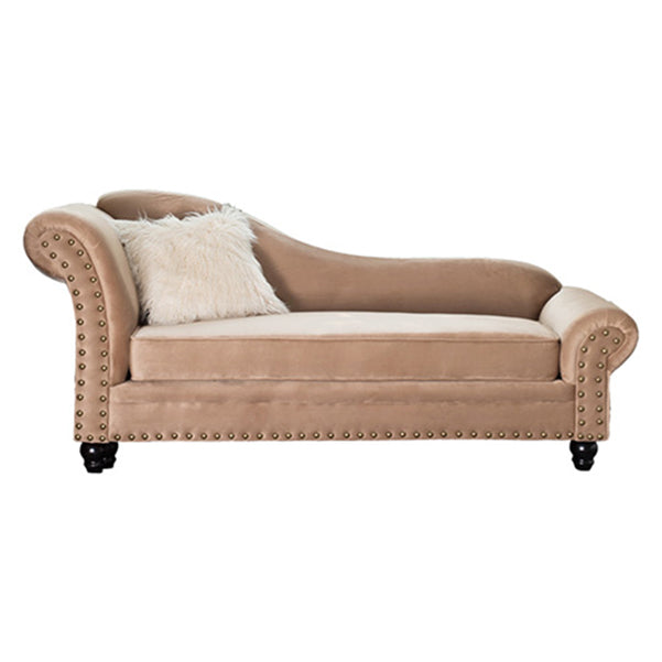 Contemporary Rolled Arms Chaise Living Room Chaise with Upholstered