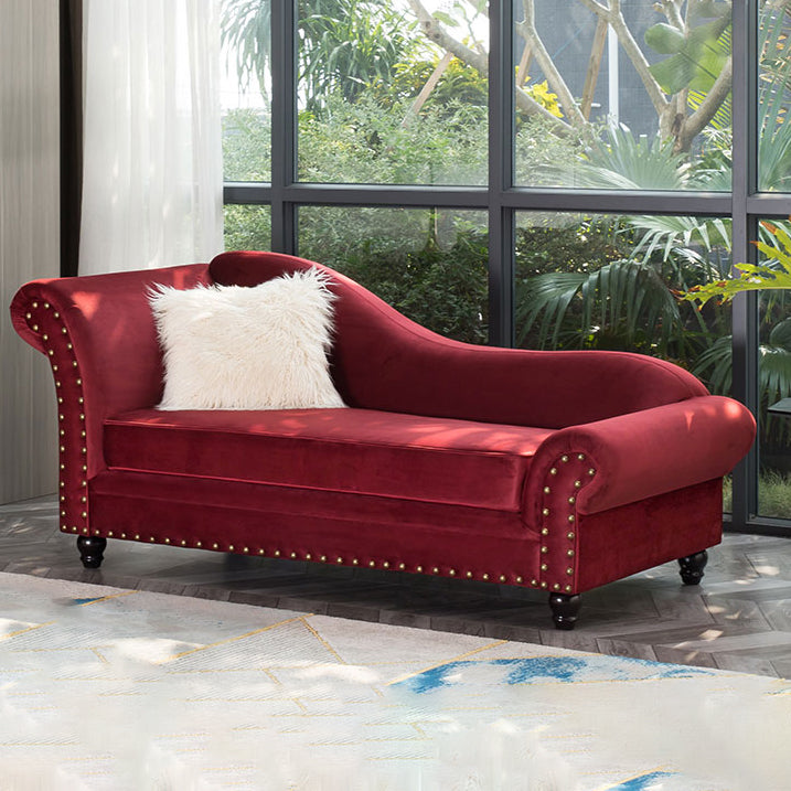 Contemporary Rolled Arms Chaise Living Room Chaise with Upholstered