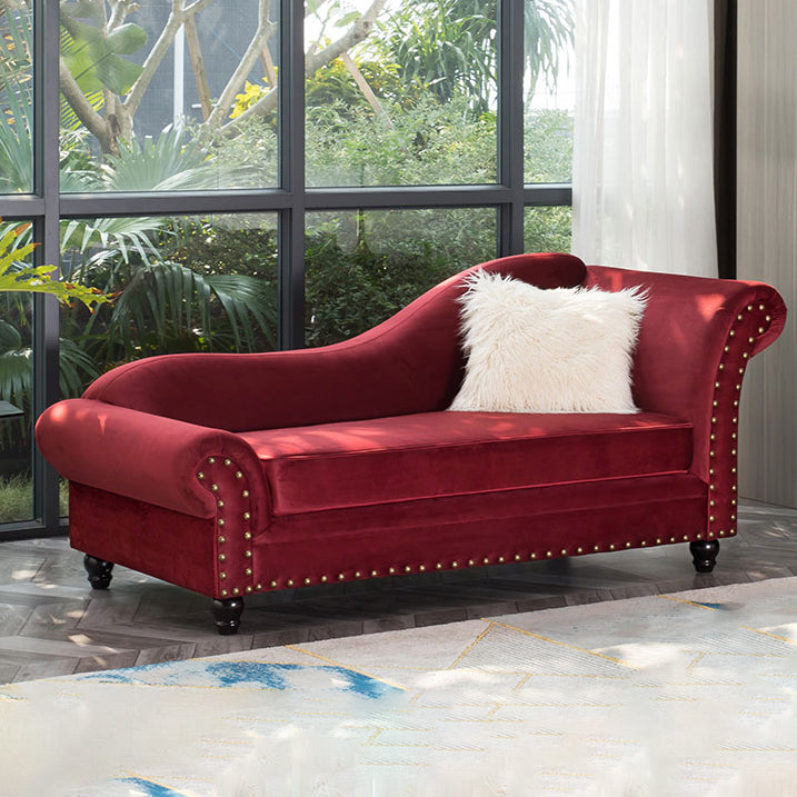 Contemporary Rolled Arms Chaise Living Room Chaise with Upholstered