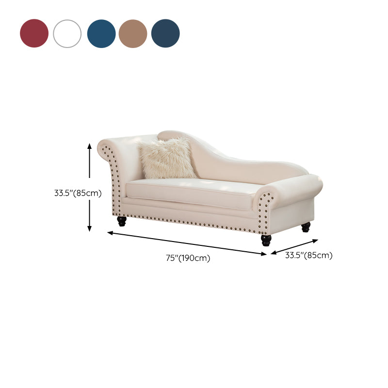 Contemporary Rolled Arms Chaise Living Room Chaise with Upholstered