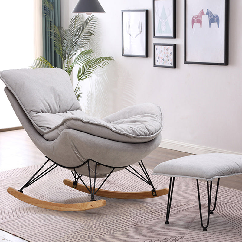 Modern Style Rocker Chair Metal Frame Dirt Resistant Spindle Upholstered Rocker Chair