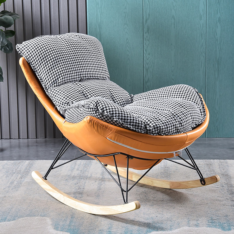 Modern Style Rocker Chair Metal Frame Dirt Resistant Spindle Upholstered Rocker Chair