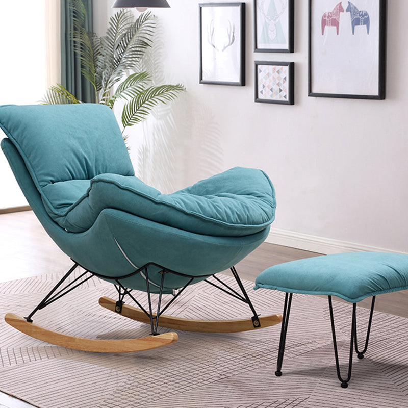 Modern Style Rocker Chair Metal Frame Dirt Resistant Spindle Upholstered Rocker Chair