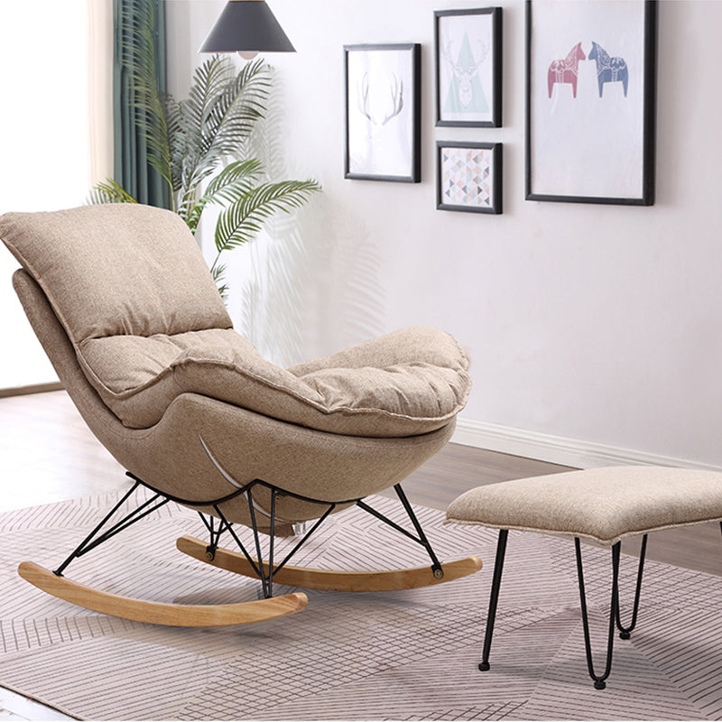 Modern Style Rocker Chair Metal Frame Dirt Resistant Spindle Upholstered Rocker Chair