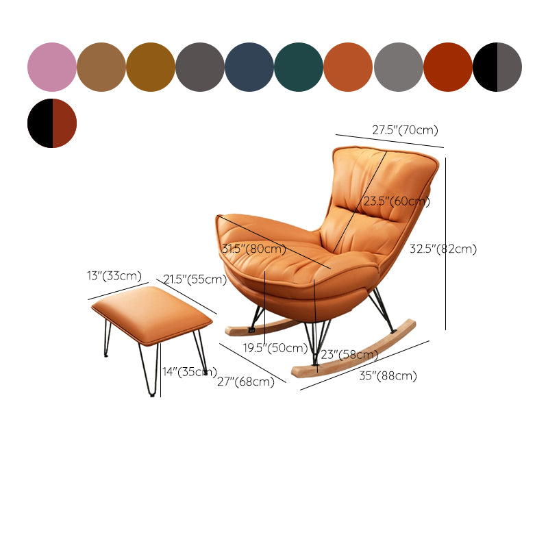 Modern Upholstered Rocker Chair Metal Frame Dirt Resistant Spindle Rocker Chair