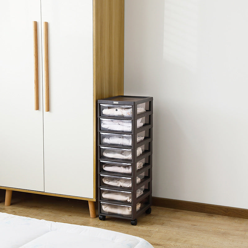 Modern Plastic File Cabinet Multi-Drawers Acrylic File Cabinet with Wheels