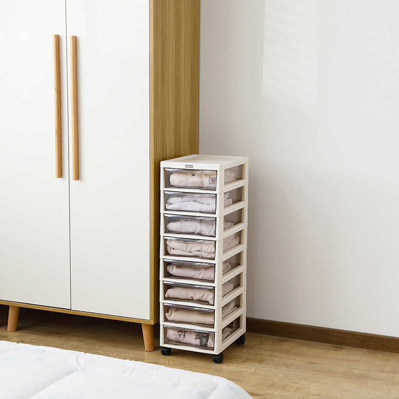 Modern Plastic File Cabinet Multi-Drawers Acrylic File Cabinet with Wheels