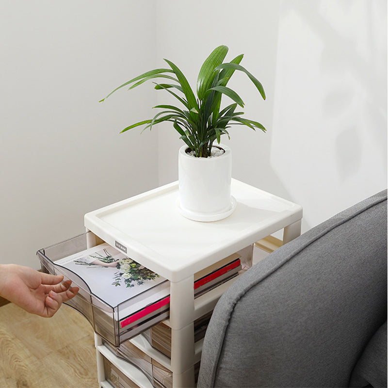 Modern Plastic File Cabinet Multi-Drawers Acrylic File Cabinet with Wheels
