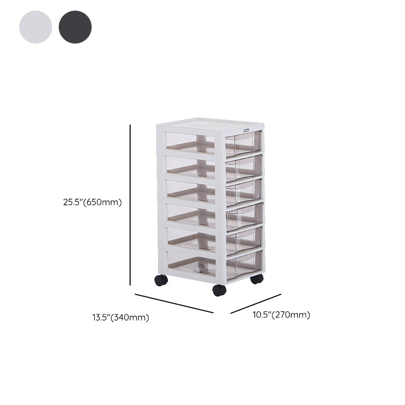 Modern Plastic File Cabinet Multi-Drawers Acrylic File Cabinet with Wheels