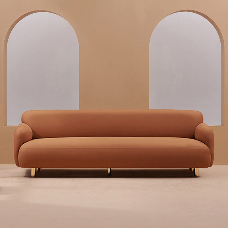 Glam Recessed Arm Settee Faux Leather Seating for Living Room