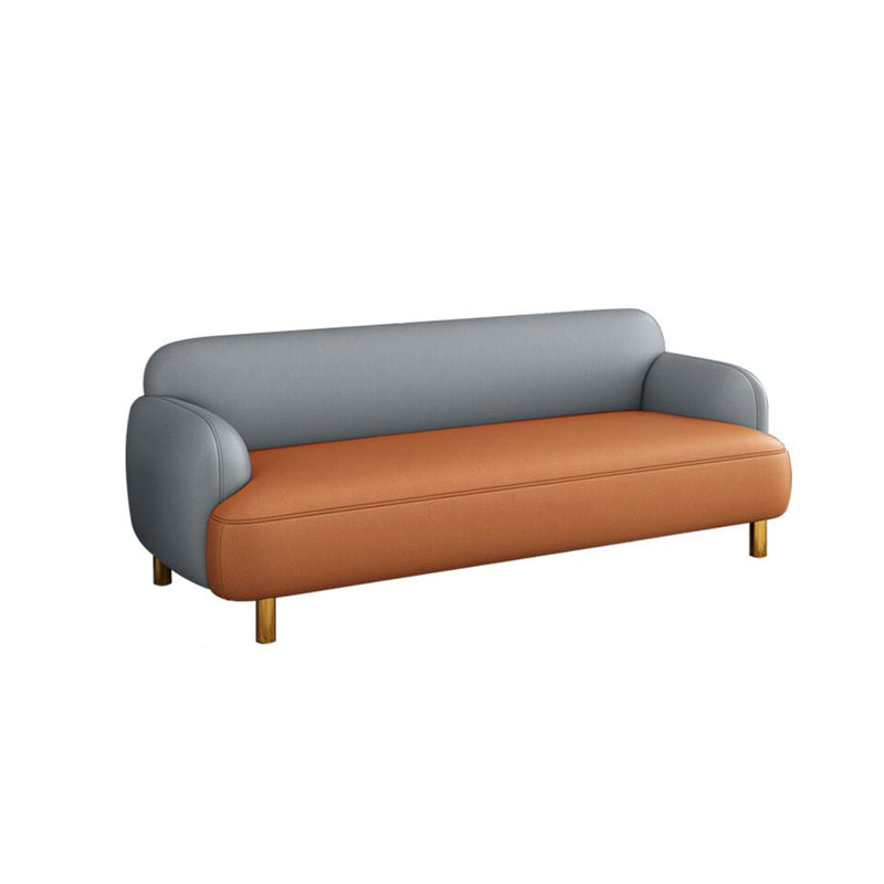 Glam Recessed Arm Settee Faux Leather Seating for Living Room