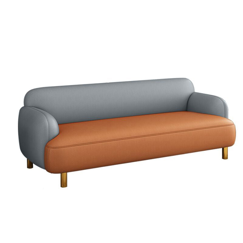 Glam Recessed Arm Settee Faux Leather Seating for Living Room