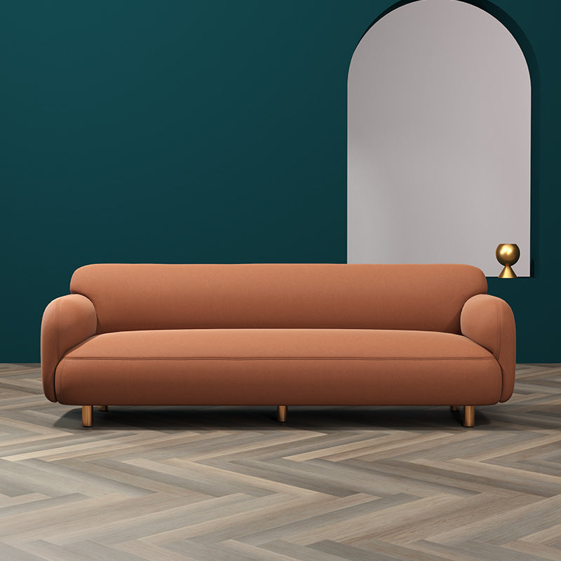 Glam Recessed Arm Settee Faux Leather Seating for Living Room
