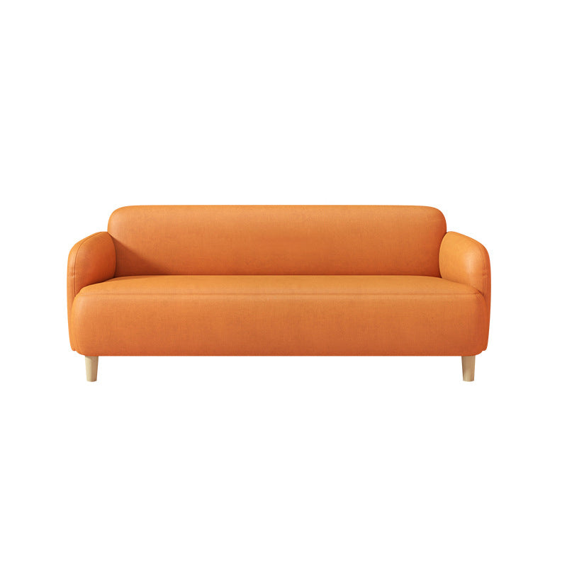 Glam Recessed Arm Settee Faux Leather Seating for Living Room