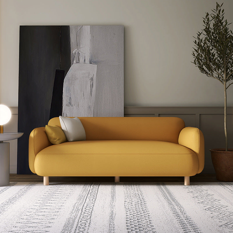 Glam Recessed Arm Settee Faux Leather Seating for Living Room