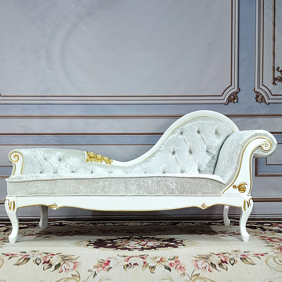 Living Room Rolled Arms Chaise Luxury Style Chaise Lounge with Button Tufted