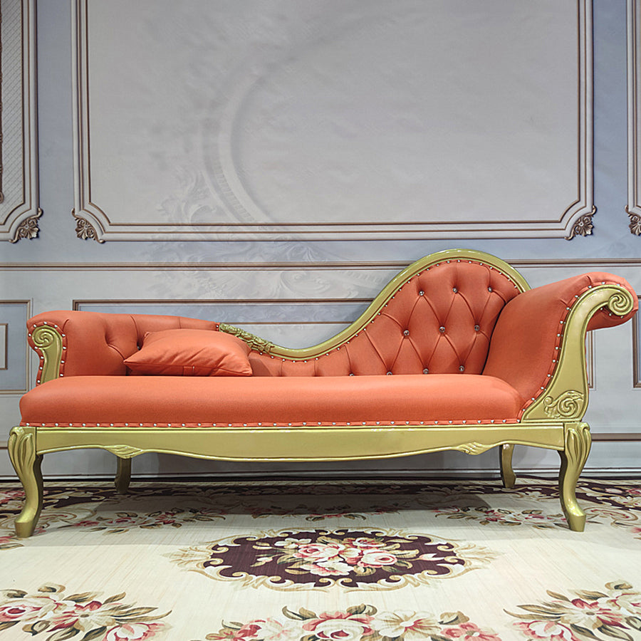Living Room Rolled Arms Chaise Luxury Style Chaise Lounge with Button Tufted
